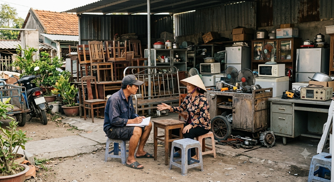 Đặt vấn đề và tiếp nhận thông tin thu mua đồ cũ tại Bến Lức